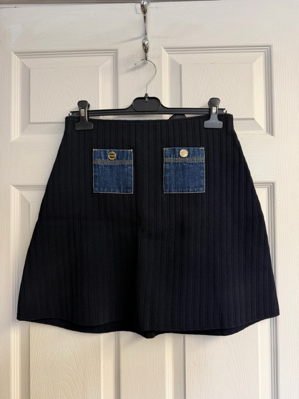 Isolda Mini Knit and Denim Skirt - Picture 4 of 6